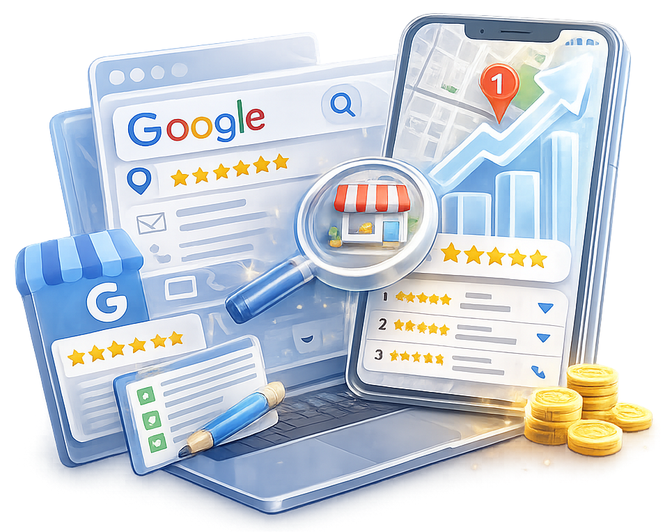 Smartphone displaying Google Maps Local Pack results for Croydon businesses