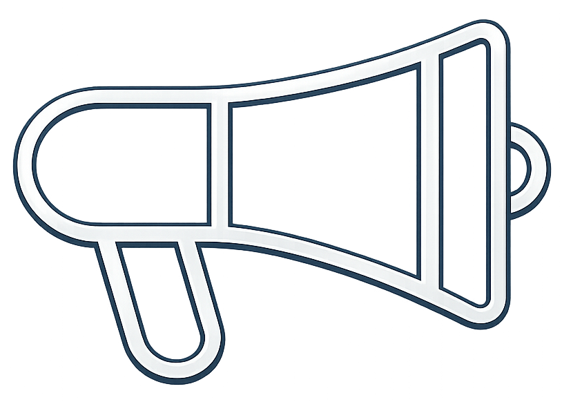 Megaphone icon representing paid social media advertising on Facebook and Instagram for small business growth.