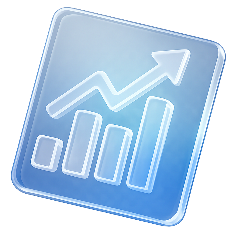 3D blue growth chart icon representing the Unified Growth Engine strategy combining organic SEO and paid ads for revenue.
